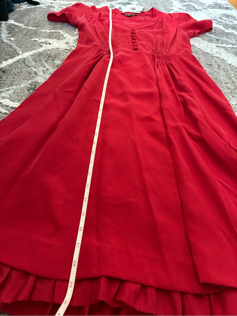 NWT vintage Betsy Johnson silk dress Sz 6 100% silk cherry red button retro 60s - Picture 3 of 10